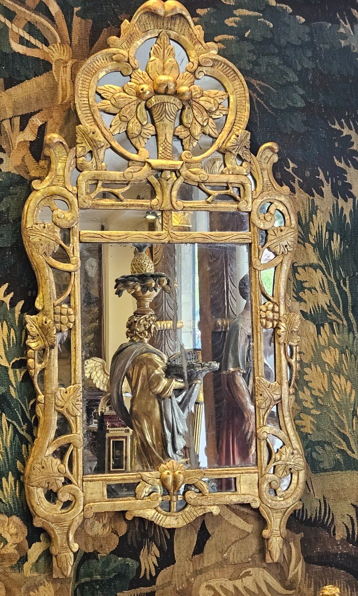Miroir De Beaucaire En Bois Sculpté Et Doré Provence XVIII ème -photo-2