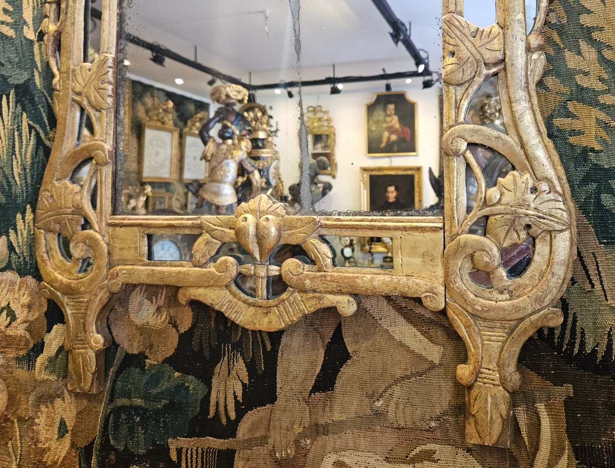 Miroir De Beaucaire En Bois Sculpté Et Doré Provence XVIII ème -photo-4