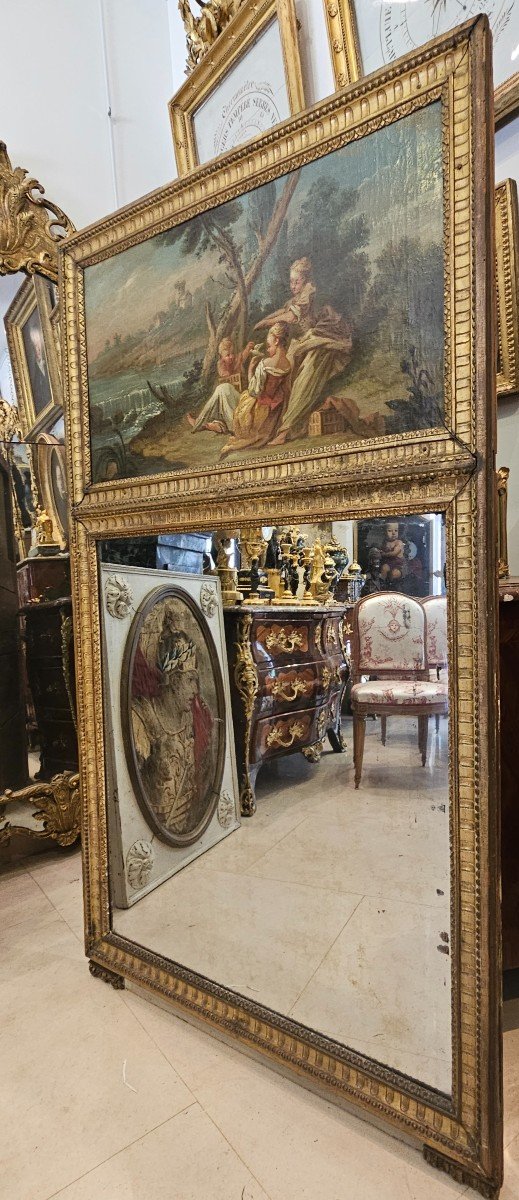 Trumeau En Bois Sculpté Et Doré Epoque Louis XVI XVIII ème-photo-2