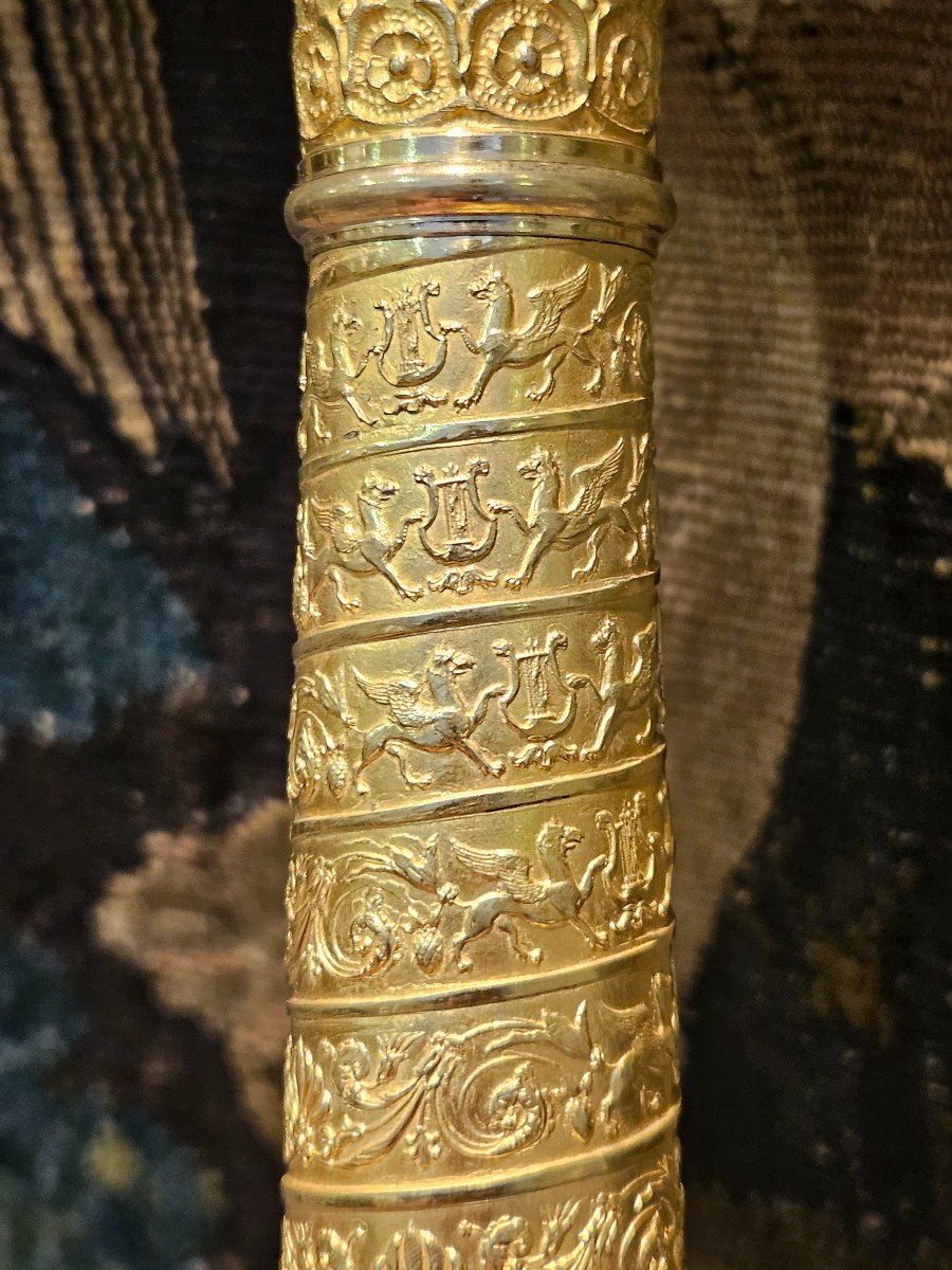 Pair Of Gilt Bronze Candlesticks, Charles X Period, Early 19th Century-photo-3