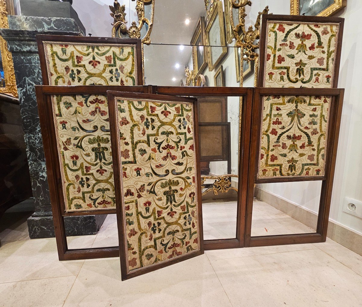 Solid Mahogany Screen Louis XVI Period XVIIIth Century -photo-2