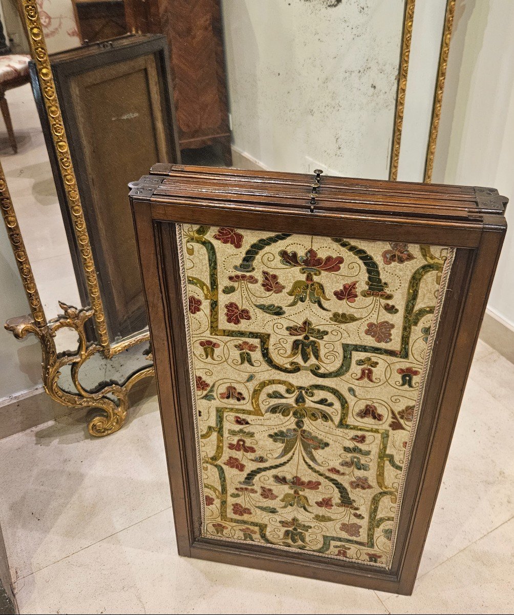 Solid Mahogany Screen Louis XVI Period XVIIIth Century -photo-6