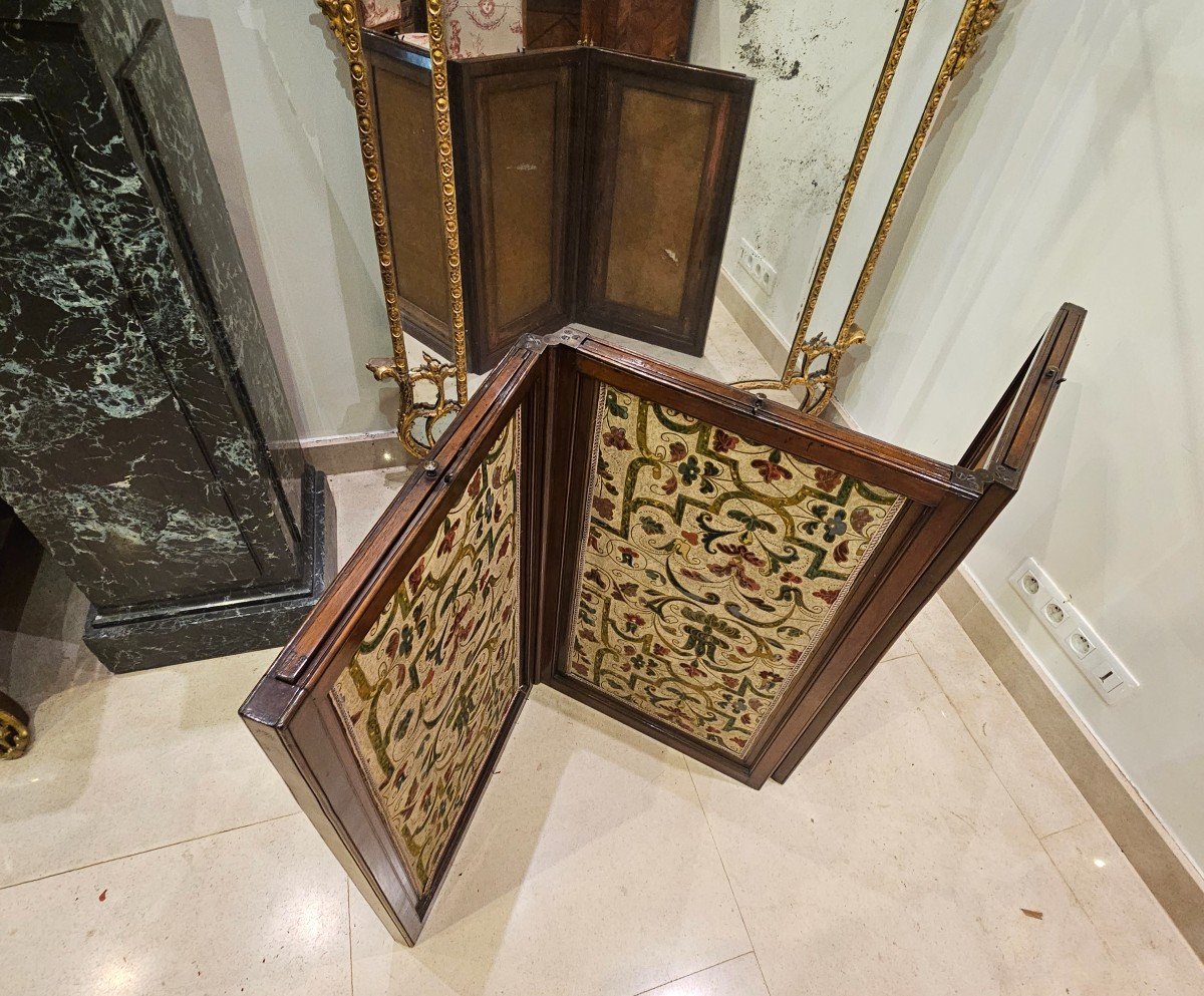 Solid Mahogany Screen Louis XVI Period XVIIIth Century -photo-7