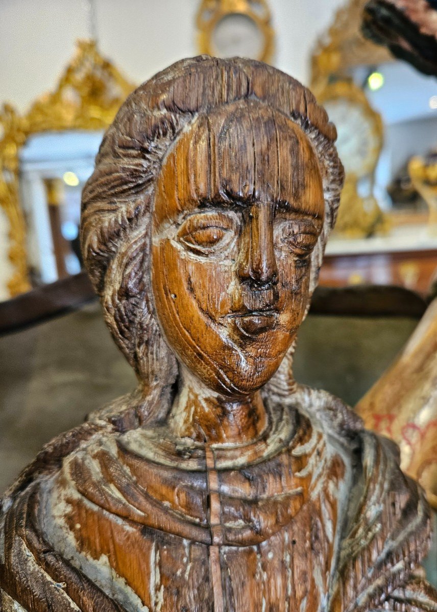 Virgin In Carved Oak, Early 17th Century-photo-3