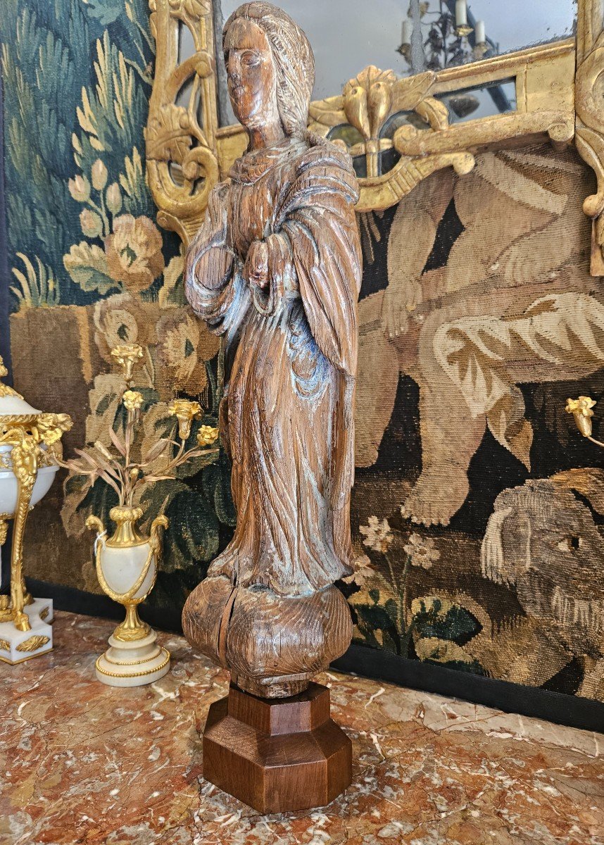 Virgin In Carved Oak, Early 17th Century-photo-1