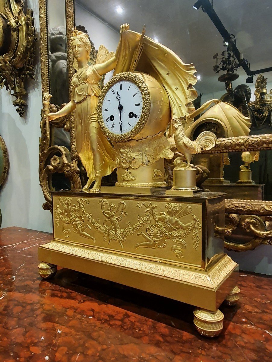 Large Mythological Clock In Gilded Bronze Empire Period Early 19th Century-photo-3