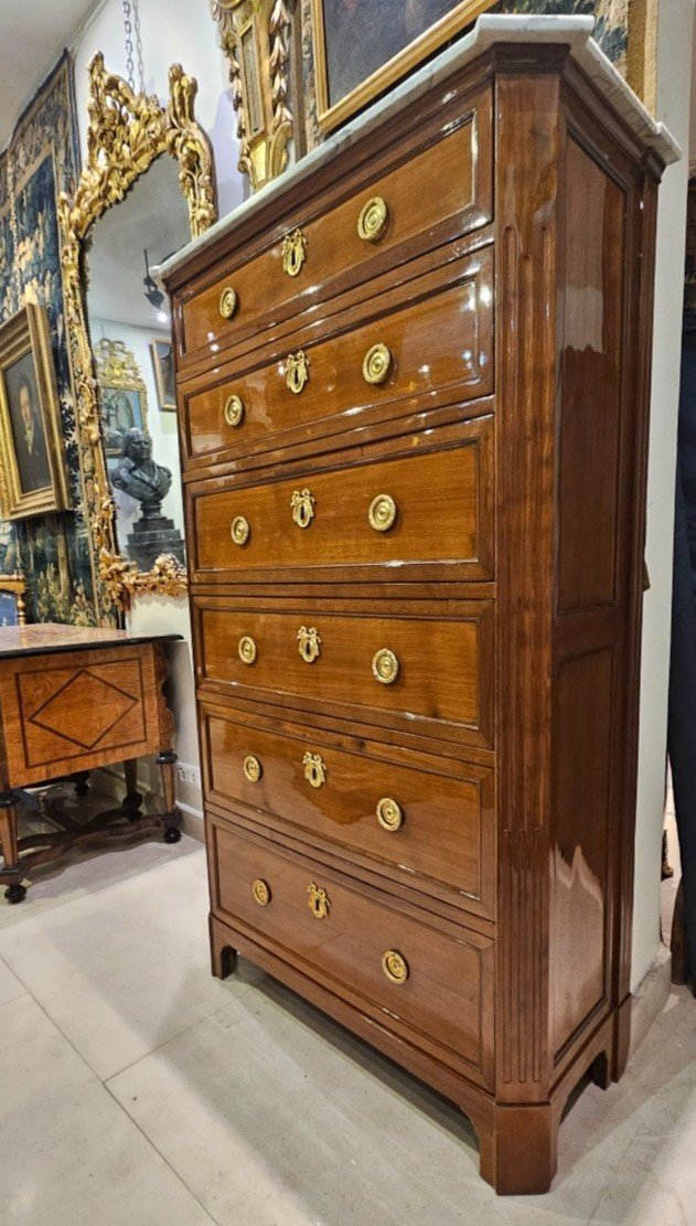 Mahogany Chiffonier Stamped L.moreau Louis XVI Period XVIII Century-photo-2