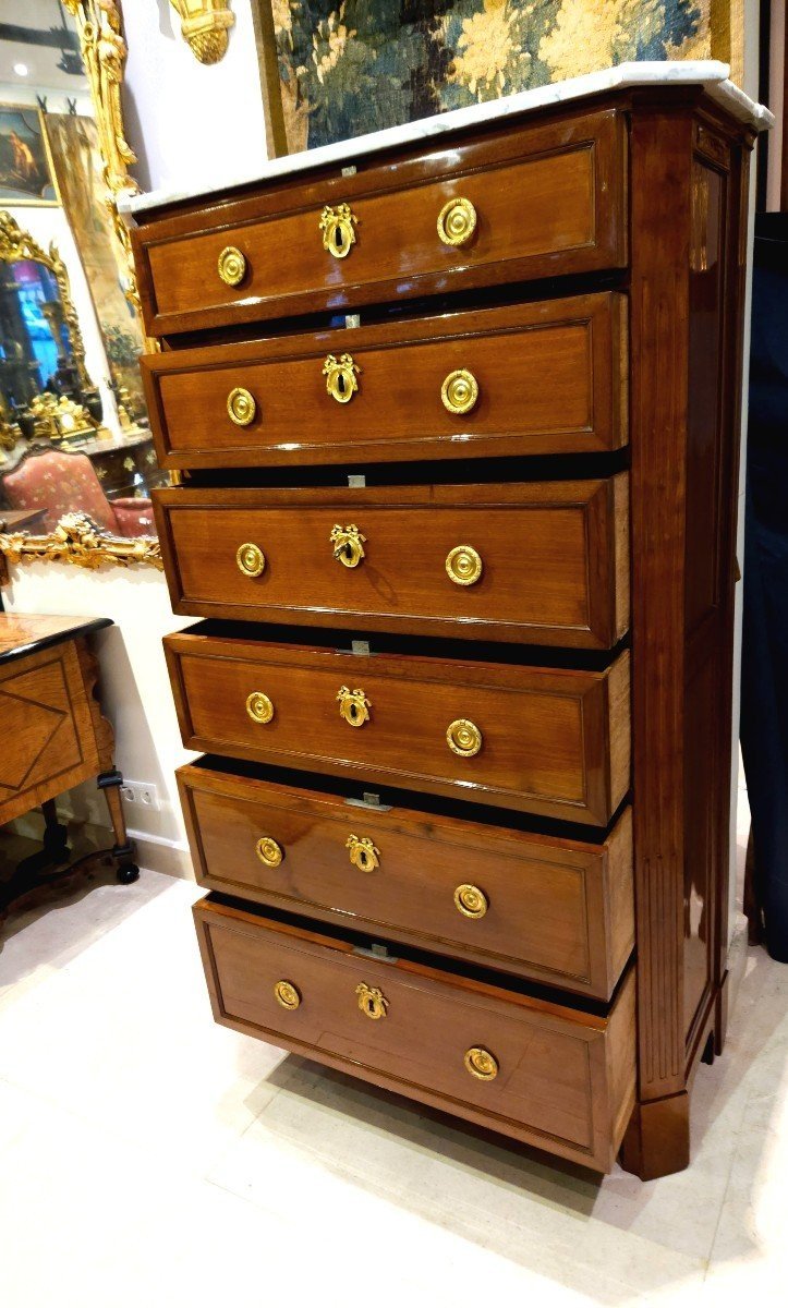 Mahogany Chiffonier Stamped L.moreau Louis XVI Period XVIII Century-photo-1
