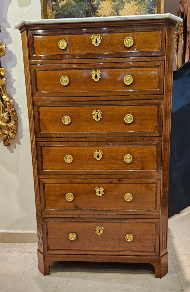 Mahogany Chiffonier Stamped L.moreau Louis XVI Period XVIII Century