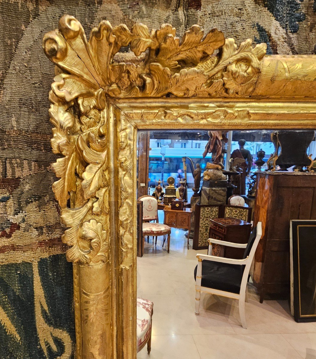 Miroir En Chêne Sculpté Et Doré Epoque Régence XVIII ème -photo-4