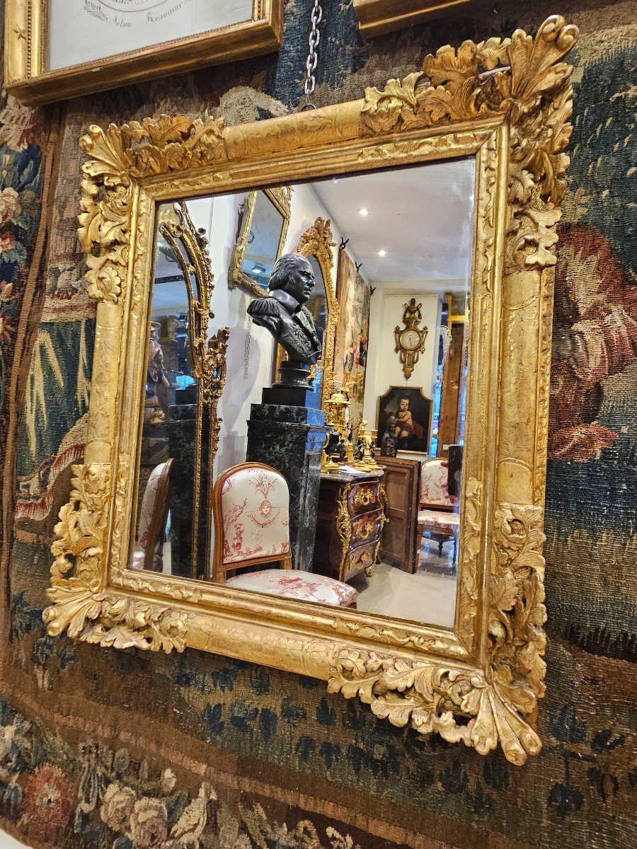 Miroir En Chêne Sculpté Et Doré Epoque Régence XVIII ème -photo-1