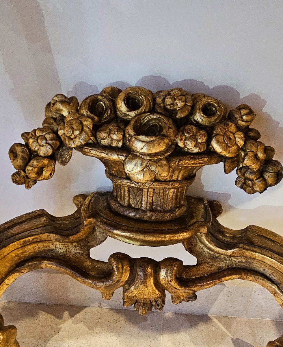 Console In Carved And Gilded Oak, Transition Period, 18th Century -photo-2