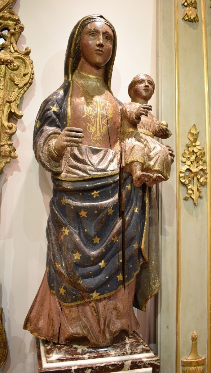 Important Virgin And Child In Polychrome Carved Wood, Early 18th Century-photo-2