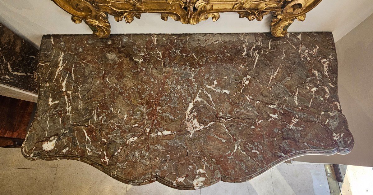 Important Provençal Console In Carved And Gilded Wood, Louis XV Period, 18th Century-photo-6