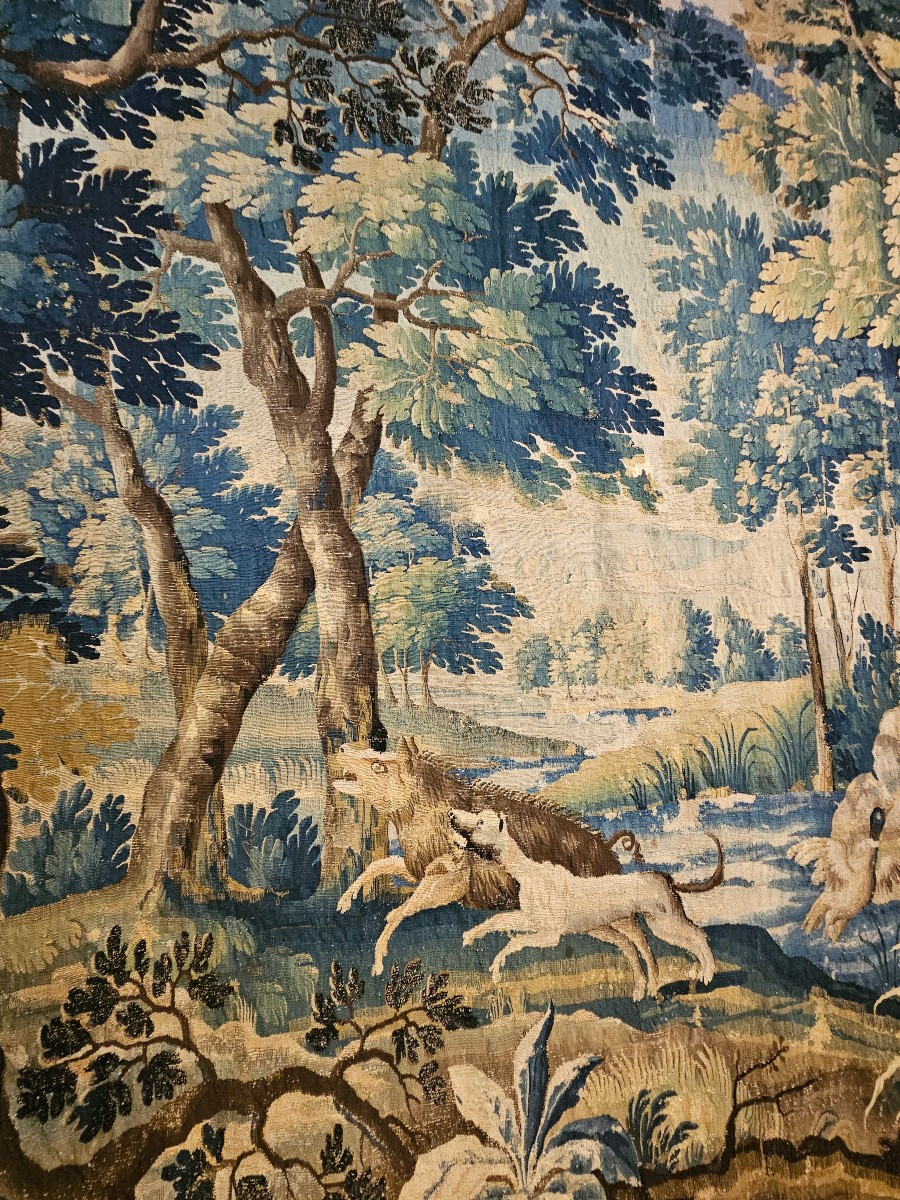 Tapisserie Aubusson "verdure Aux Animaux" Epoque Louis XIV Début XVIII ème.-photo-3