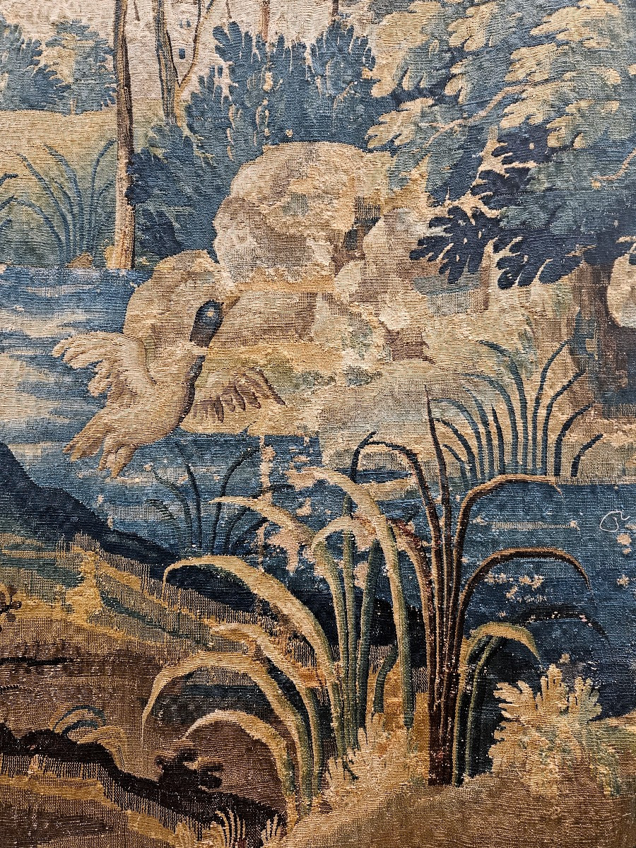 Tapisserie Aubusson "verdure Aux Animaux" Epoque Louis XIV Début XVIII ème.-photo-4