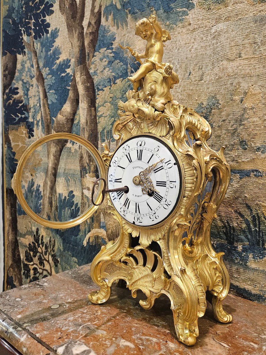 Louis XV Period 18th Century Gilt Bronze Wall Clock With Crowned C -photo-5