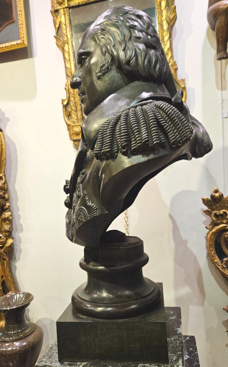 "louis XVIII King Of France And Navarre" In Patinated Bronze Dated 1816 Early 19th Century-photo-3