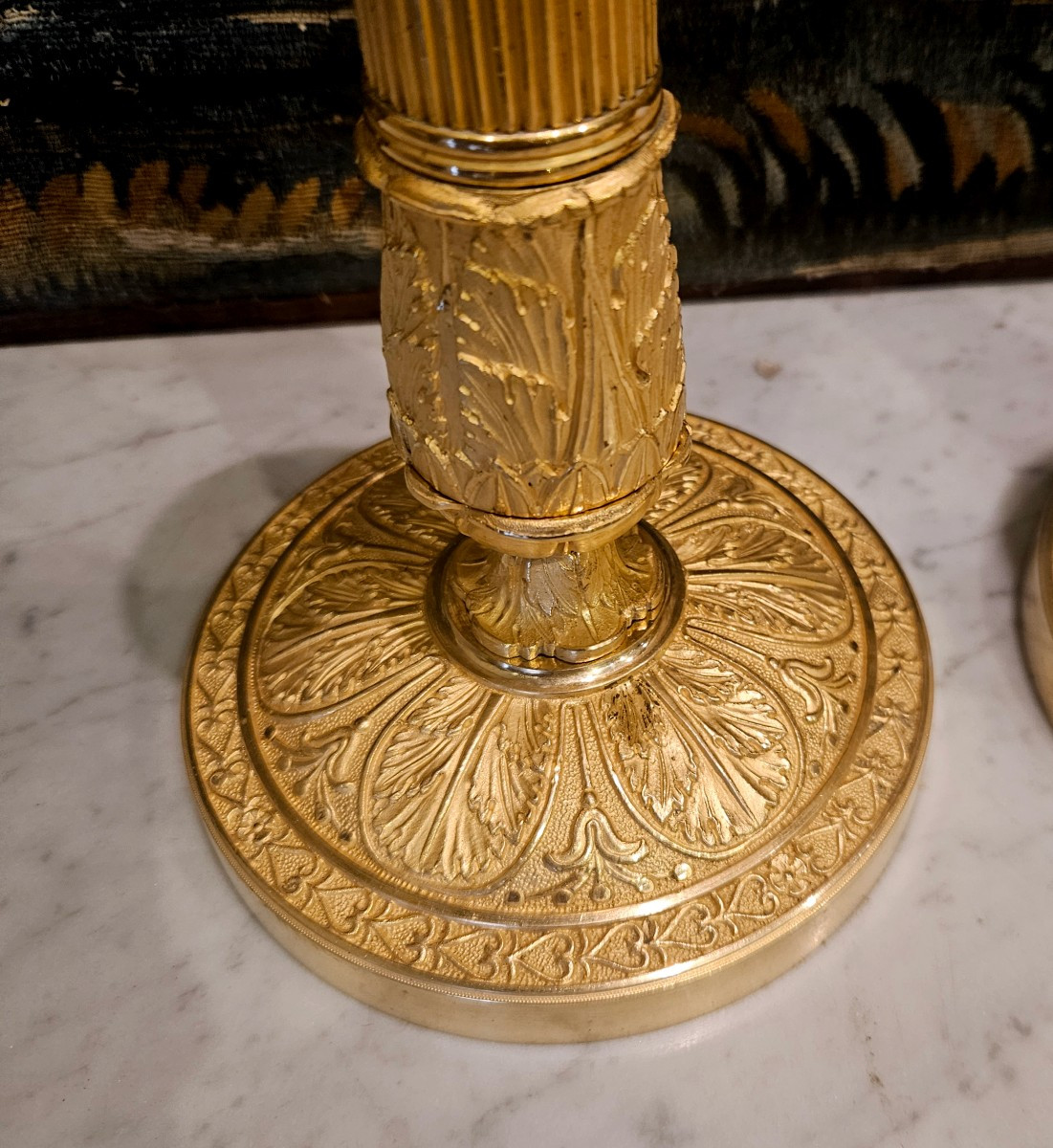 Paire De Flambeaux En Bronze Doré Epoque Charles X Début XIX ème -photo-4