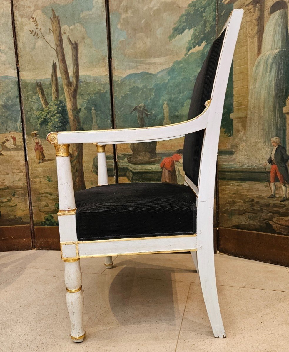 Fauteuil Du Château De Compiègne Estampillé P.Marcion Epoque Empire XIX ème-photo-4