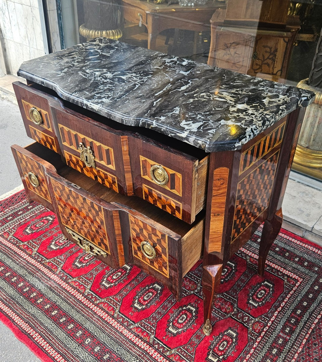 Cube Marquetry Chest Of Drawers, Transition Period, 18th Century-photo-4