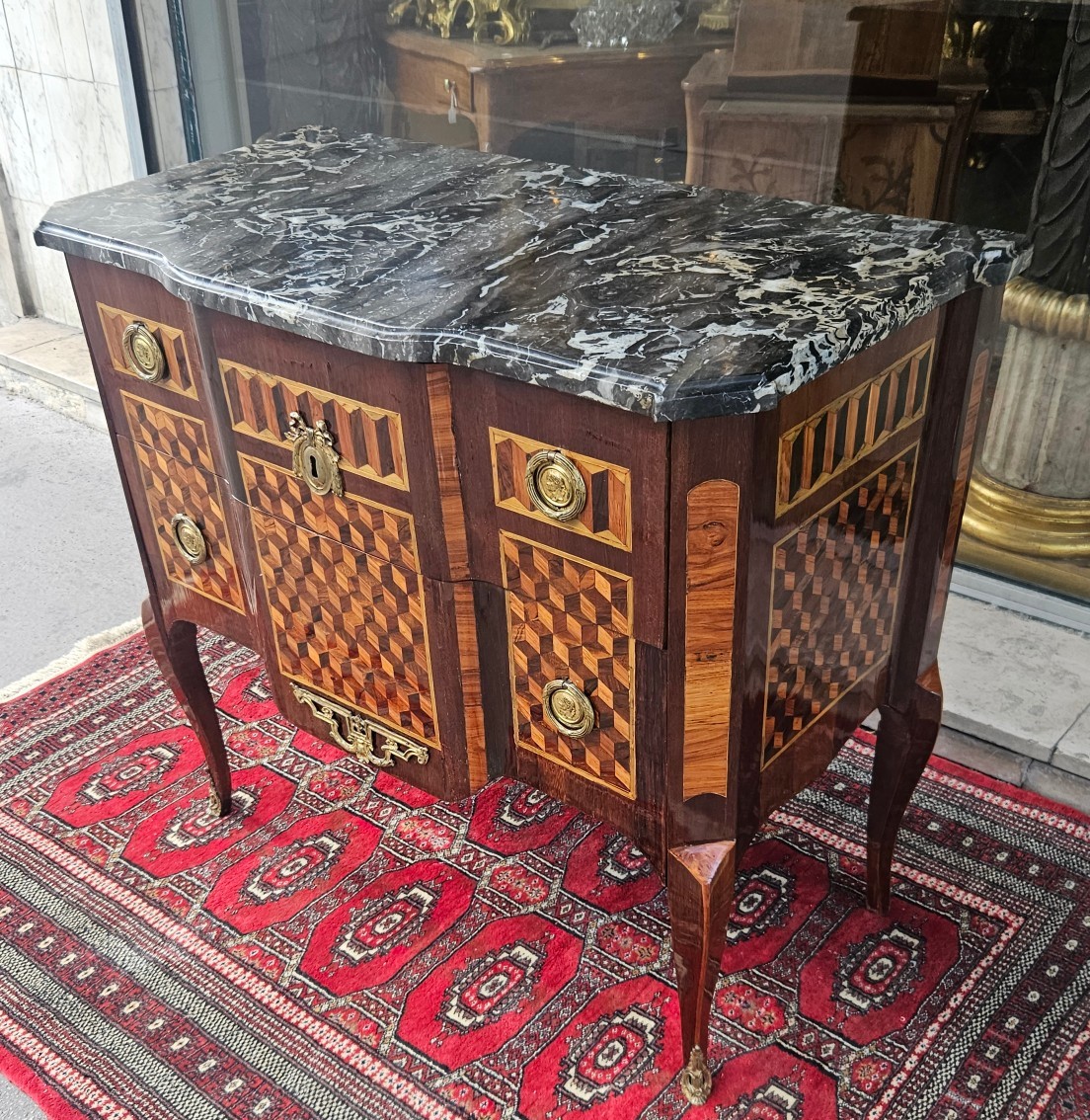 Commode En Marqueterie Cube Epoque Transition XVIII ème-photo-2
