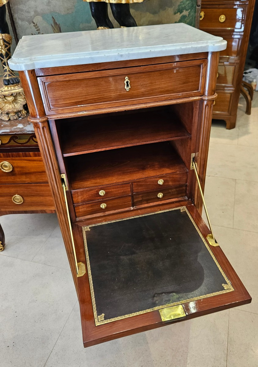 Secrétaire En Acajou Estampillé J.Caumont Epoque Louis XVI XVIII ème -photo-2