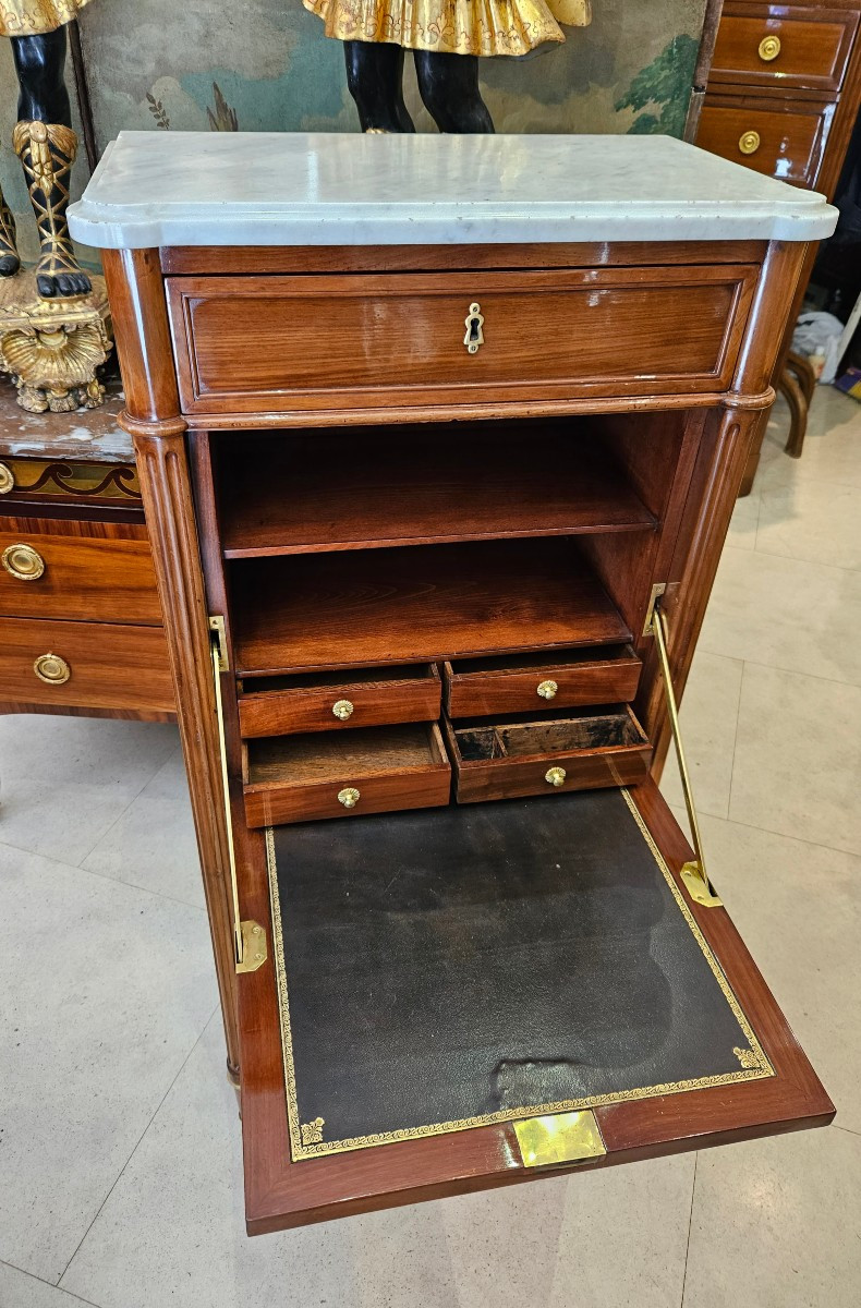 Secrétaire En Acajou Estampillé J.Caumont Epoque Louis XVI XVIII ème -photo-4