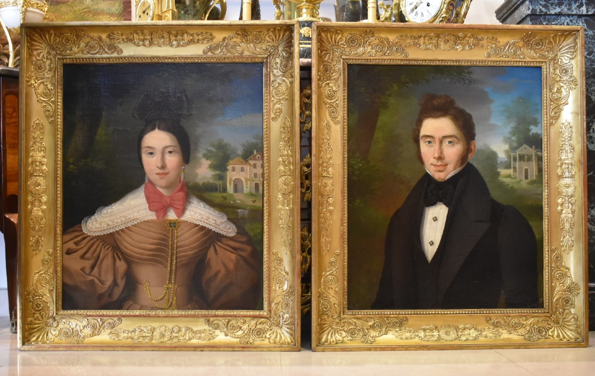  Paire De Grands Portraits Signés "Pierre Charles Cior 1769-1840 "début XIX ème.