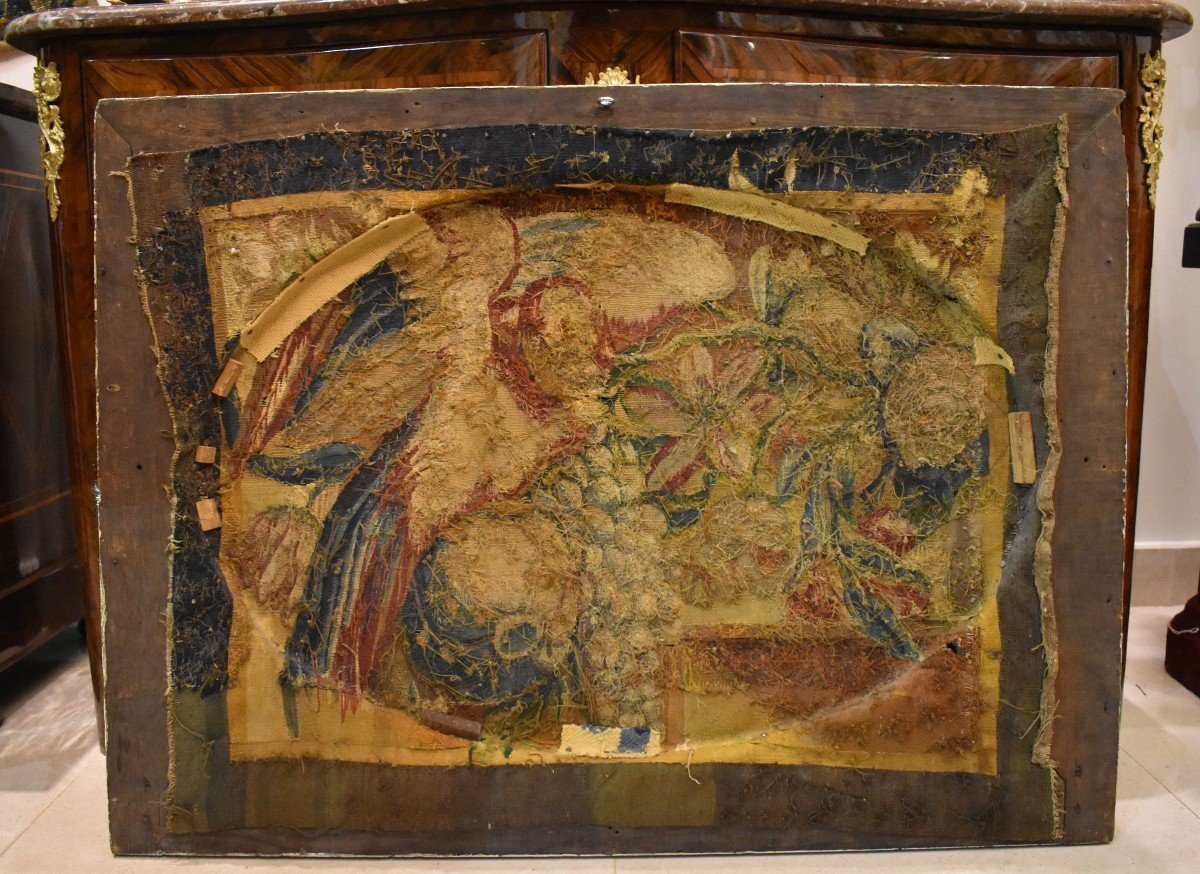 Tapestry Medallion "with A Parrot" Flanders 17th Century-photo-4
