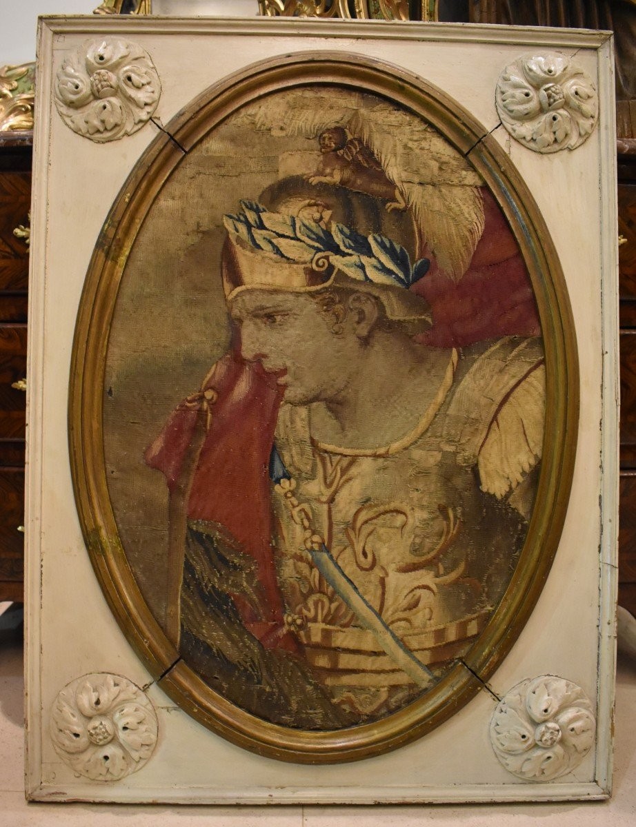 Beauvais Tapestry Medallion "alexander The Great" 18th Century