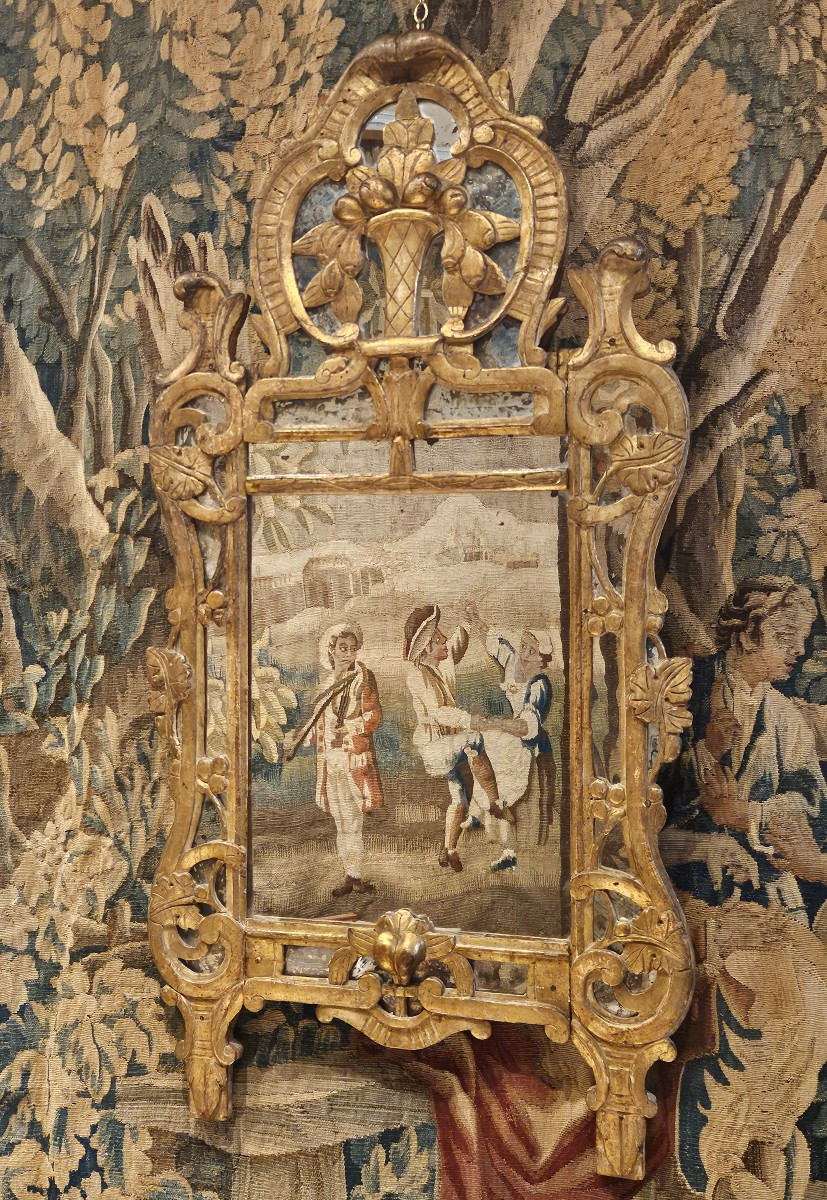 Miroir De Beaucaire En Bois Sculpté Et Doré Provence XVIII ème-photo-2