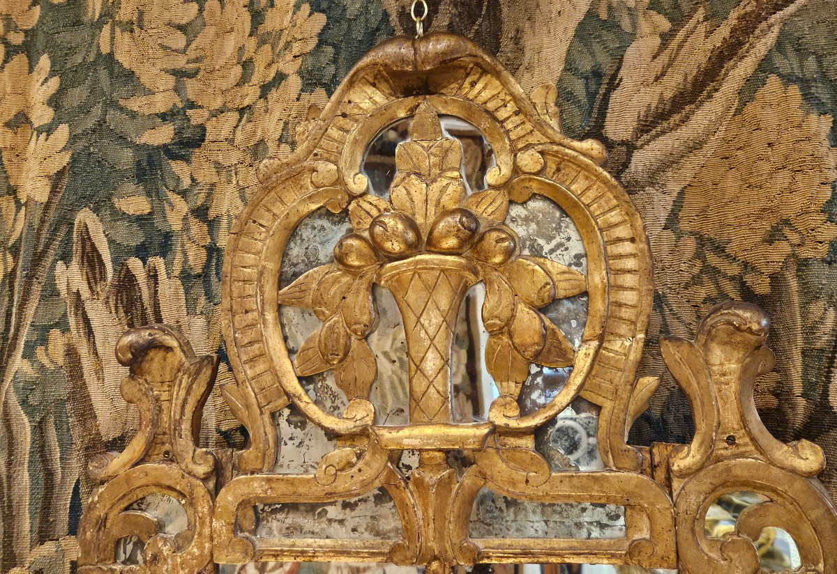 Miroir De Beaucaire En Bois Sculpté Et Doré Provence XVIII ème-photo-4