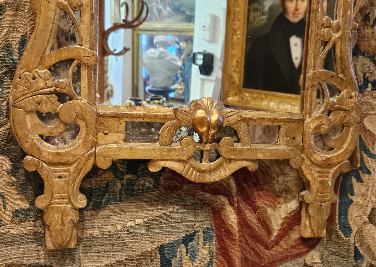 Miroir De Beaucaire En Bois Sculpté Et Doré Provence XVIII ème-photo-2