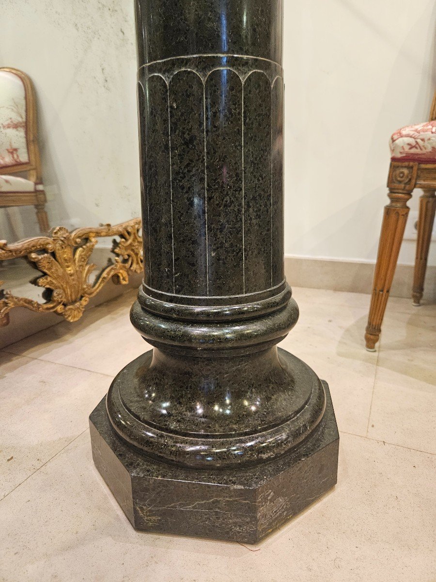 Louis XVI Style Column In Serpentine, 19th Century-photo-4