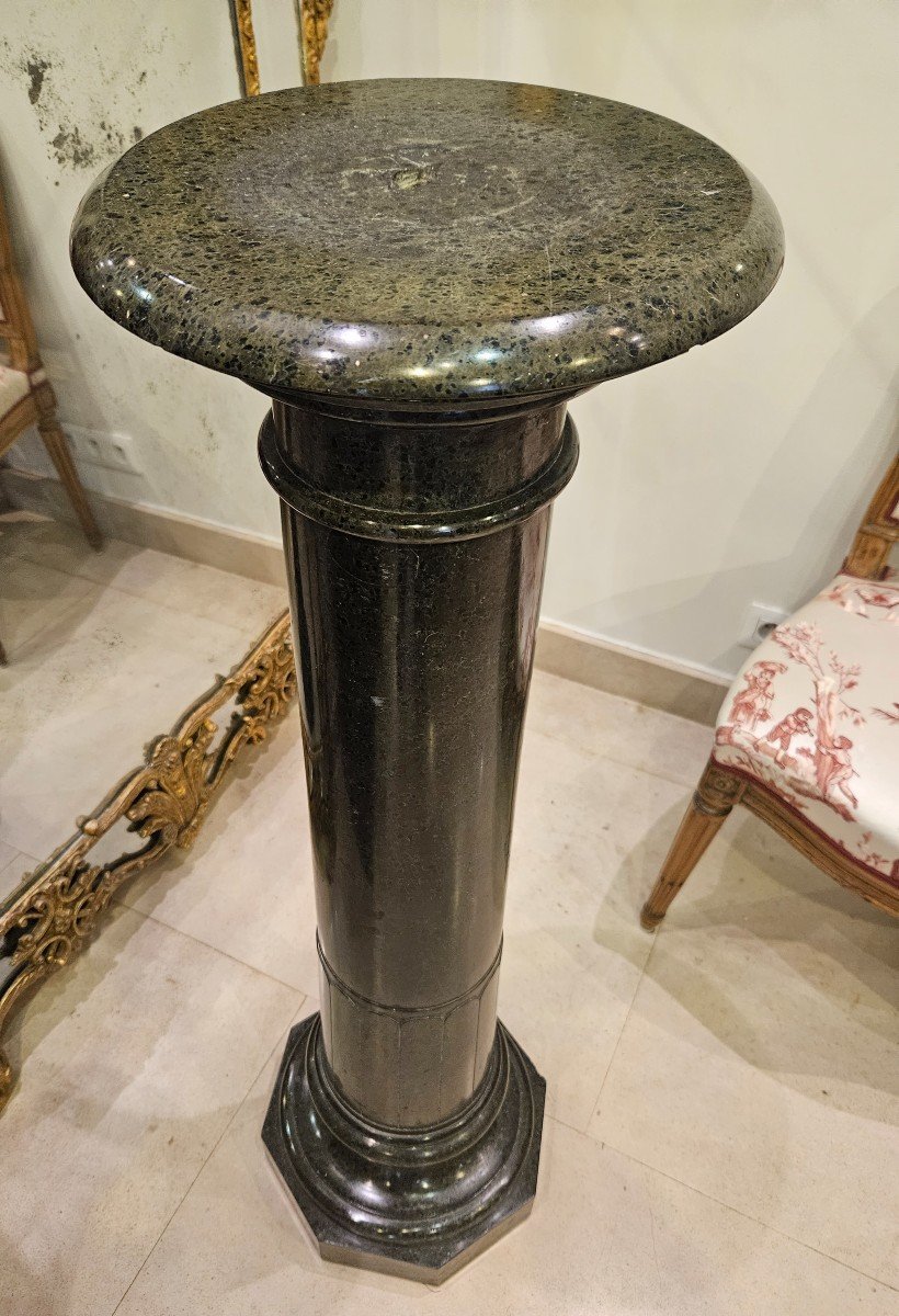 Louis XVI Style Column In Serpentine, 19th Century-photo-1