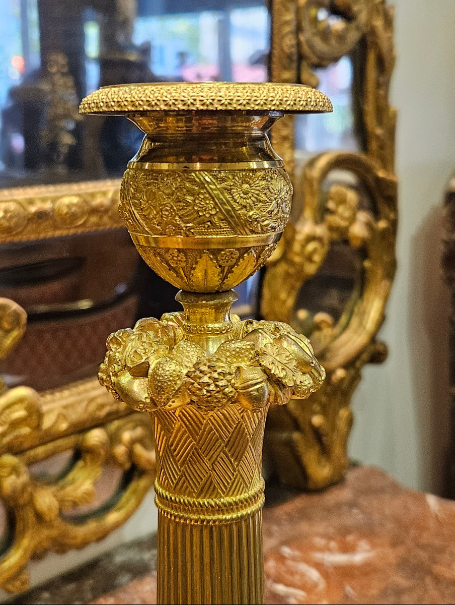 Pair Of Large Candlesticks Signed Gérard-jean Galle "1788-1846" Early 19th Century-photo-1