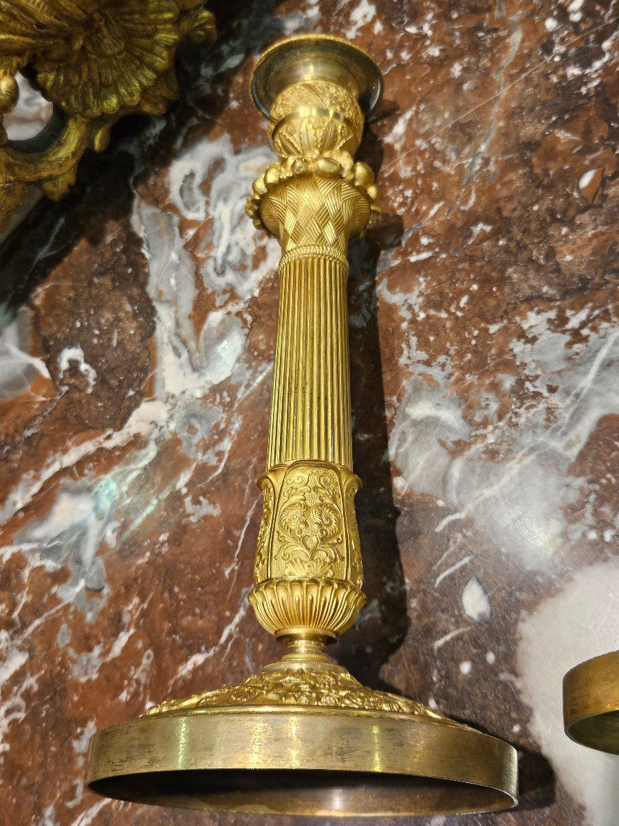 Pair Of Large Candlesticks Signed Gérard-jean Galle "1788-1846" Early 19th Century-photo-5