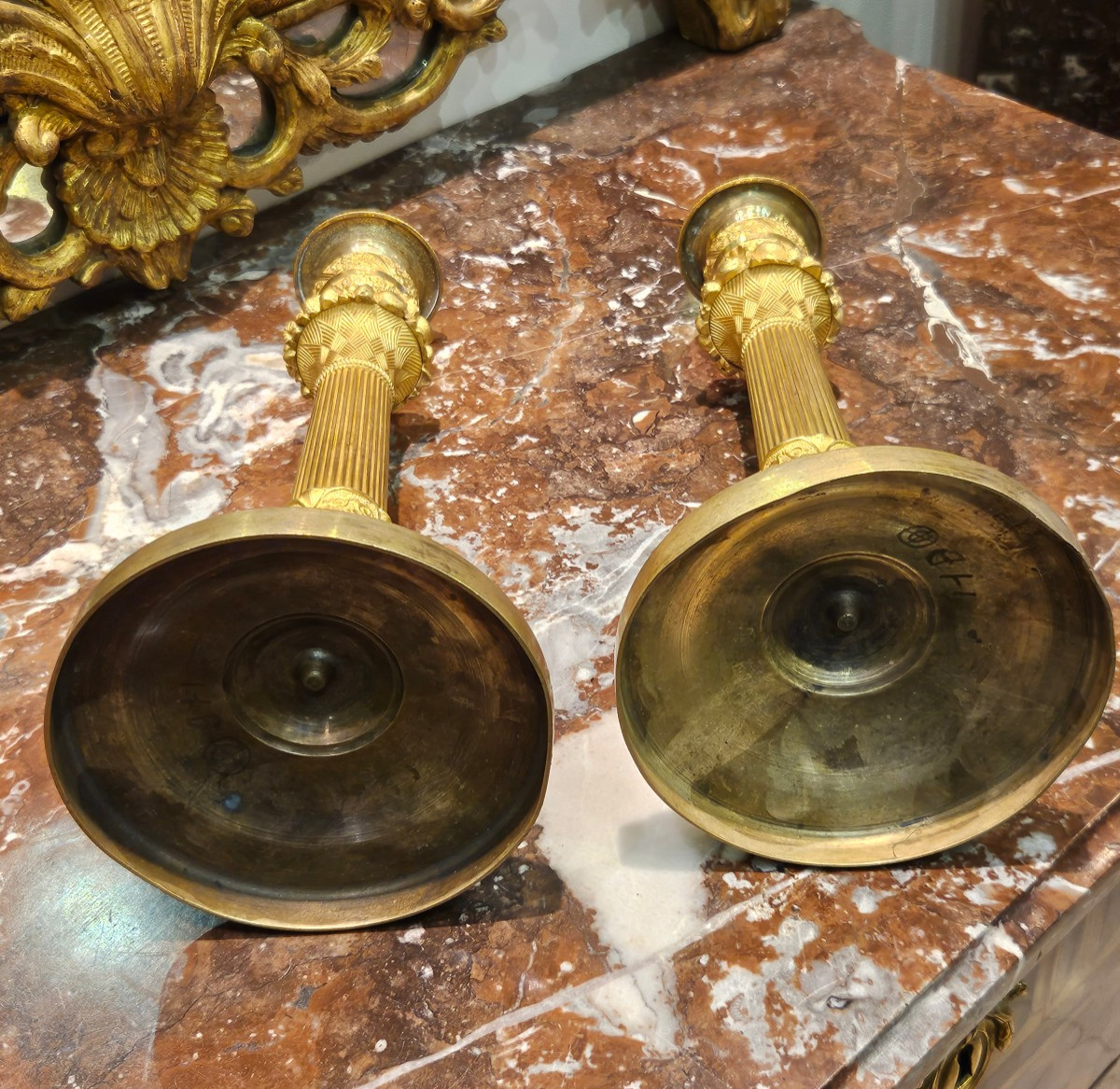 Pair Of Large Candlesticks Signed Gérard-jean Galle "1788-1846" Early 19th Century-photo-7