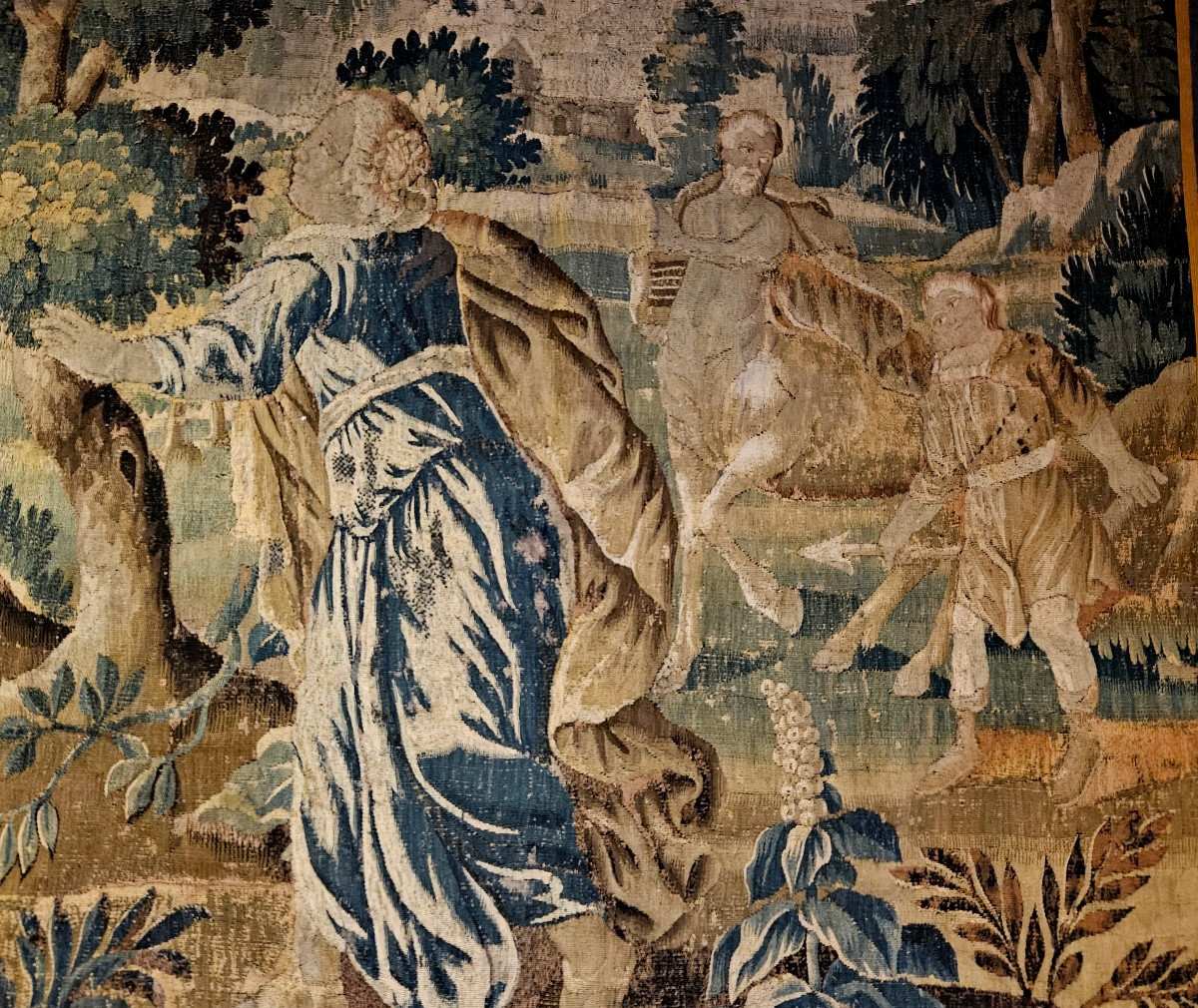 Tapisserie d'Aubusson "Chiron Et Achille" Epoque Louis XIV XVII ème -photo-3