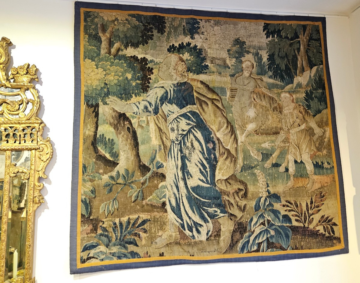 Tapisserie d'Aubusson "Chiron Et Achille" Epoque Louis XIV XVII ème -photo-4
