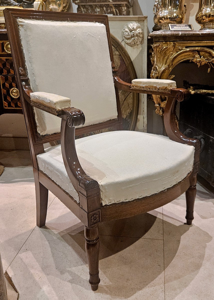 Fauteuil D'Officier Estampillée P.Marcion Epoque Empire début XIX ème -photo-2