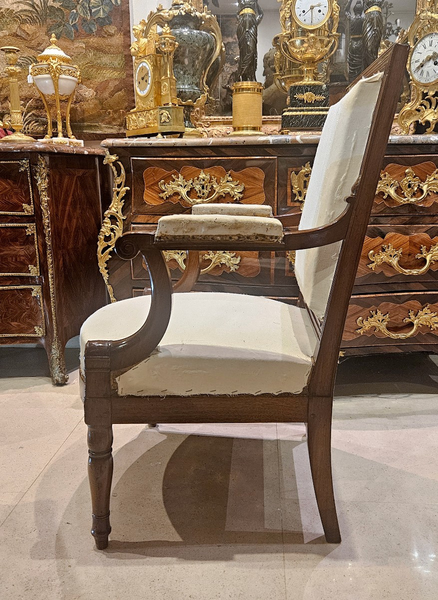 Fauteuil D'Officier Estampillée P.Marcion Epoque Empire début XIX ème -photo-3