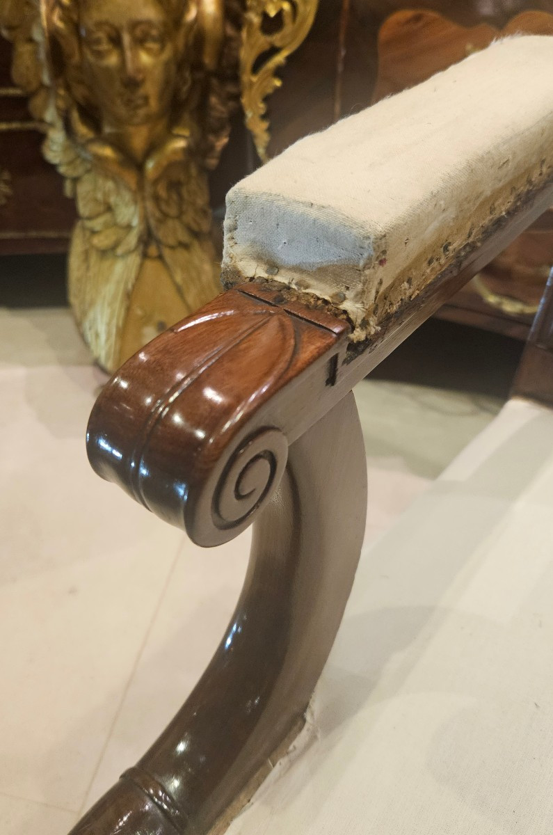 Fauteuil D'Officier Estampillée P.Marcion Epoque Empire début XIX ème -photo-1