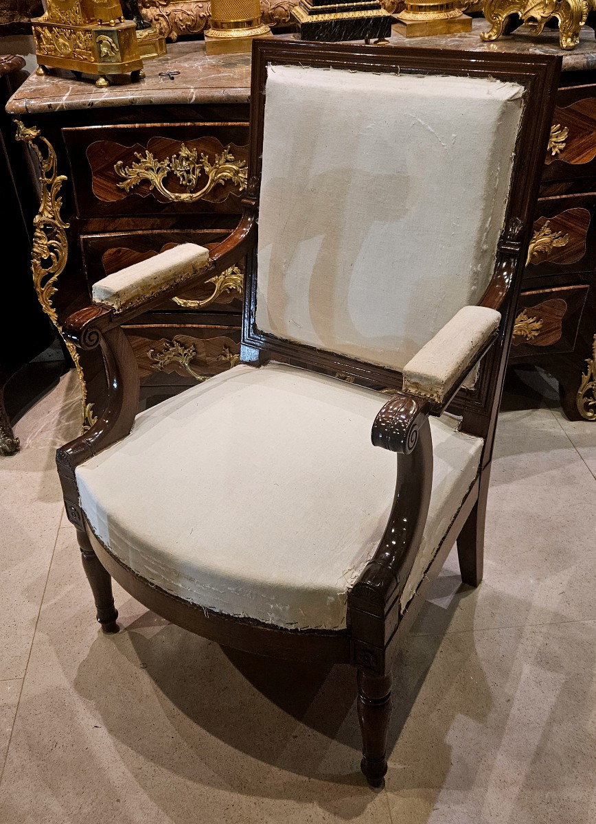 Fauteuil D'Officier Estampillée P.Marcion Epoque Empire début XIX ème -photo-3