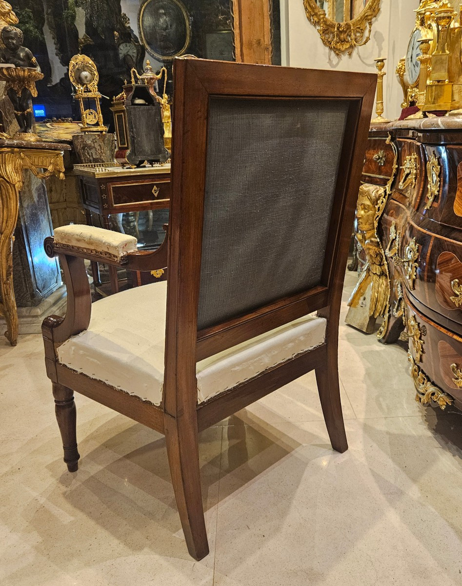 Fauteuil D'Officier Estampillée P.Marcion Epoque Empire début XIX ème -photo-4