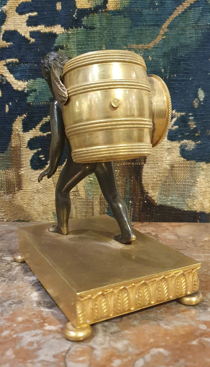 Pendulette En Bronze Doré Et Patiné d'Epoque Empire XIX ème -photo-3