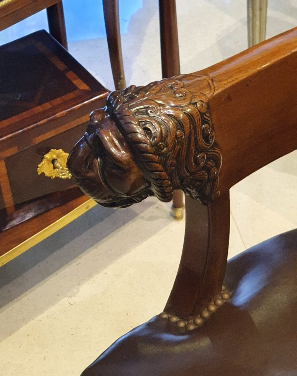 "lion Head" Office Chair, Empire Period, Early 19th Century -photo-3