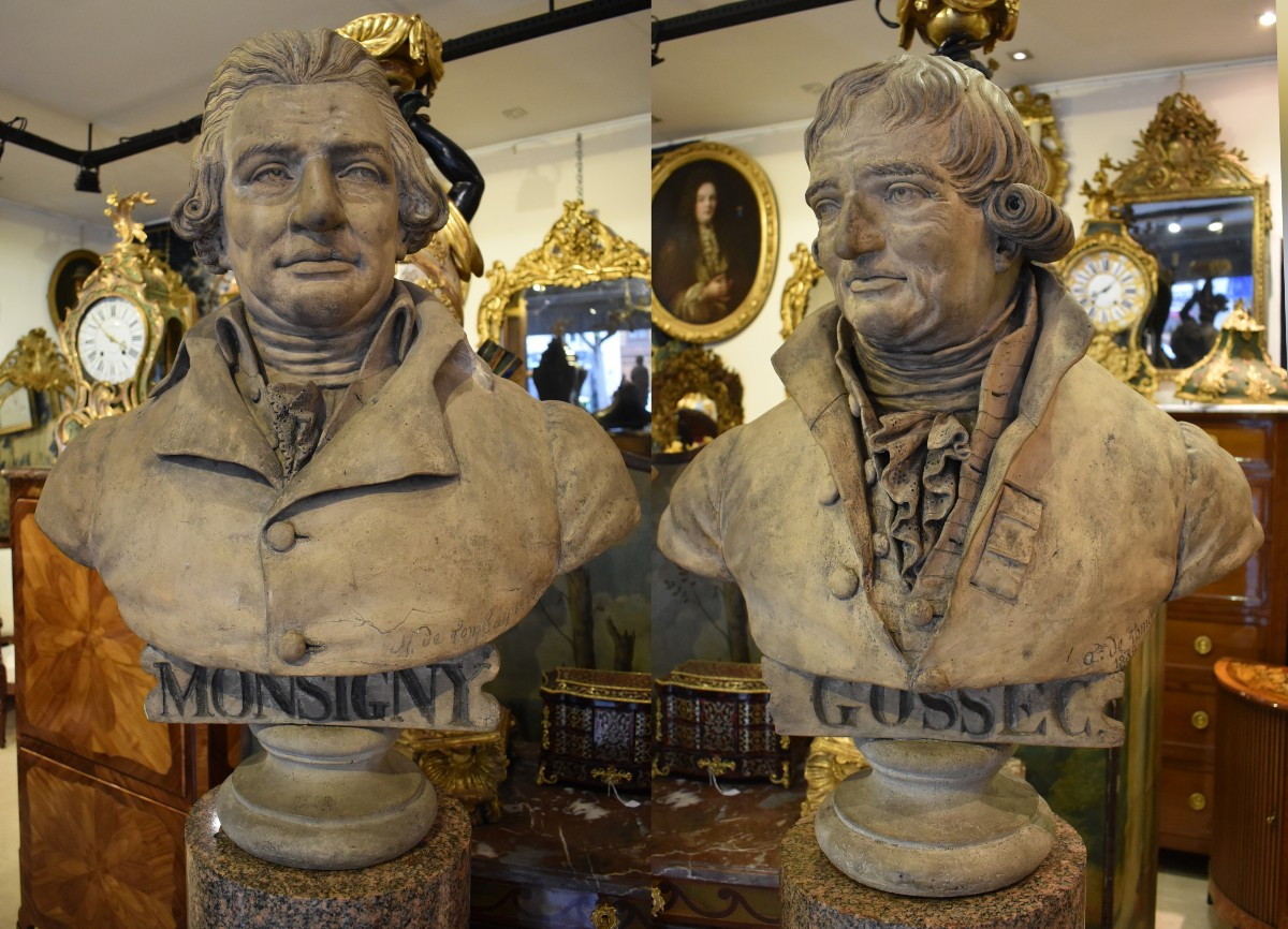 Large Busts Of "gossec" And "monsigny" Signed "detombay" 19th Century -photo-3