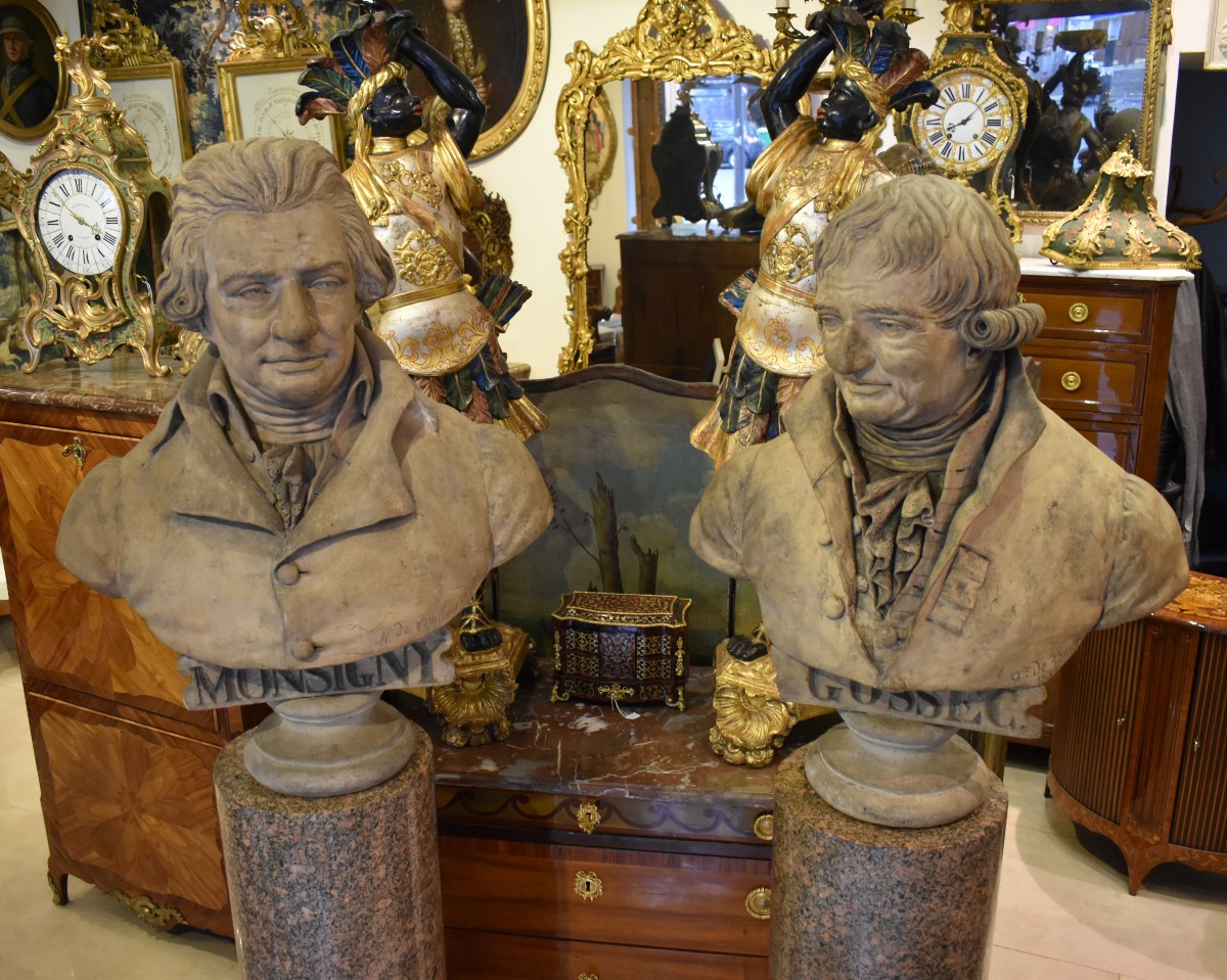 Large Busts Of "gossec" And "monsigny" Signed "detombay" 19th Century -photo-4